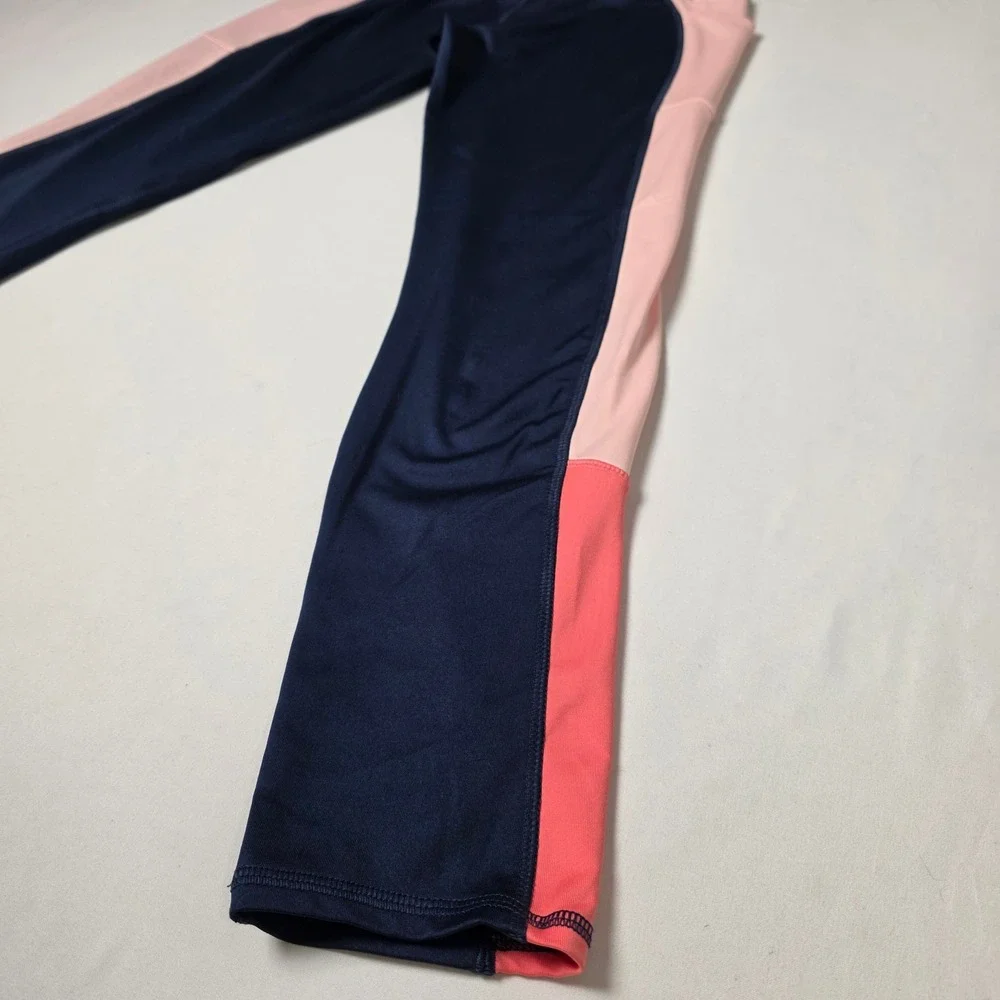Athletic Works Leggings Girls XXL‎ 18 Navy Pink Colorblock with Side Pockets